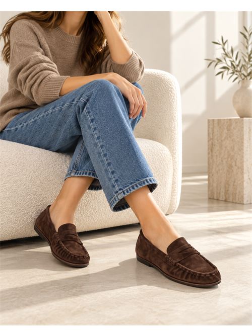 Mocassino in suede t.morocon lavorazione arricciata IL LACCIO | 4197SUEDET.MORO